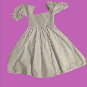 white puff mini dress